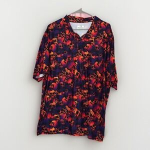 Obnoxious Golf Skull Print Polo Mens XL Neon Gothic Loud Golf Shirt